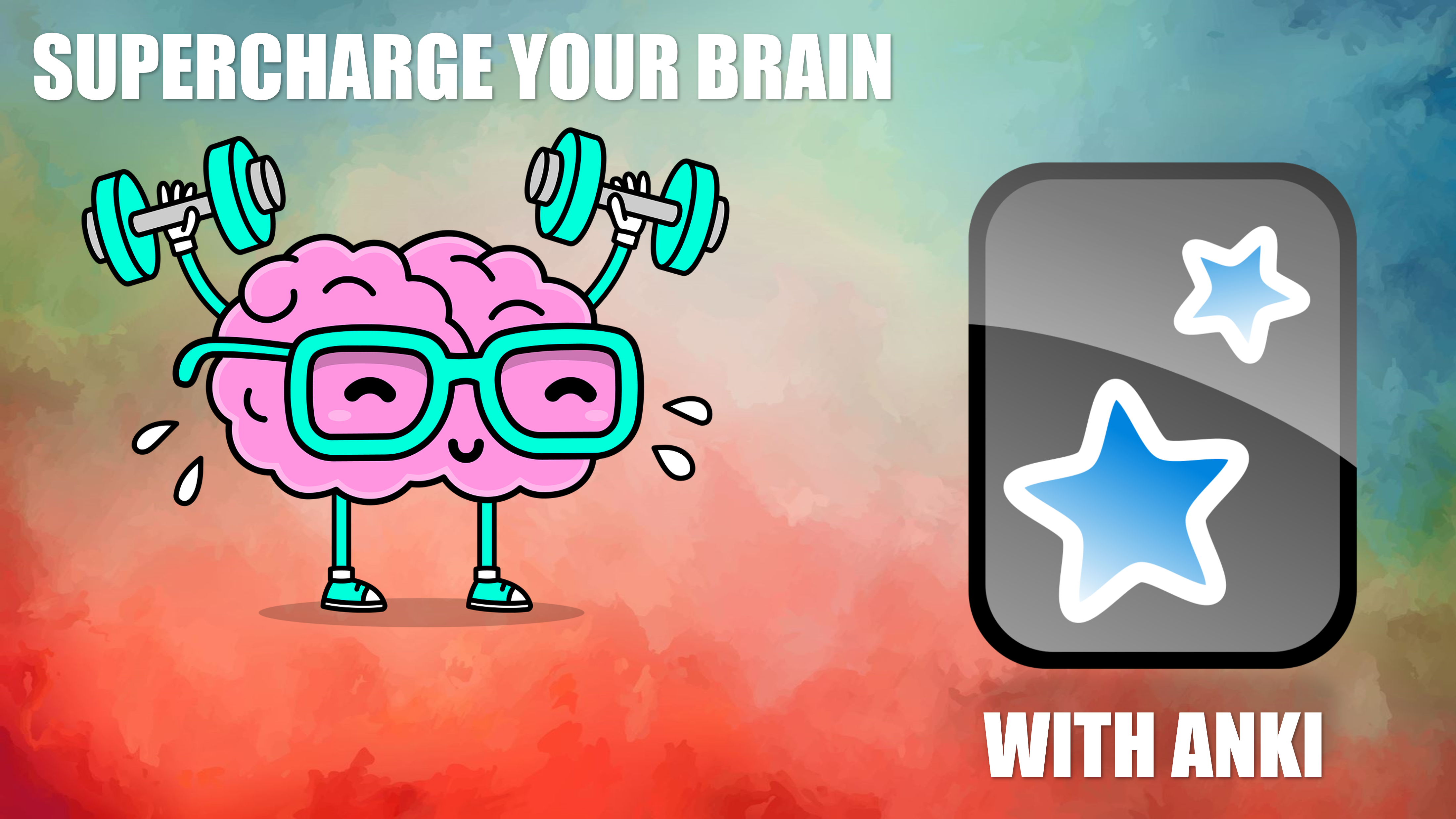 A picture of a brain working out and the icon of Anki, showing how Anki vocabulary cards help you remember